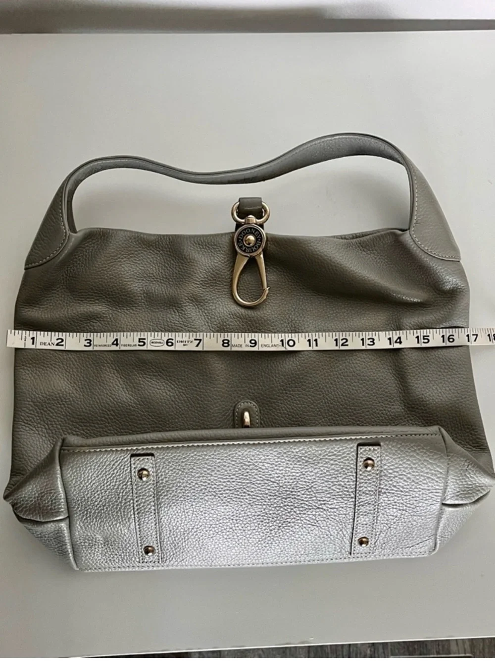Dooney & Bourke Elephant Gray Pebble Grain Logo Lock Sac Hobo Bag Wallet Set